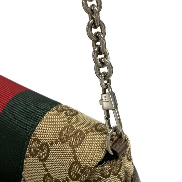 Auth GUCCI GG/Horsebit 764339 Beige Brown Dark Brown Jacquard Leather Handbag - Picture 10 of 16